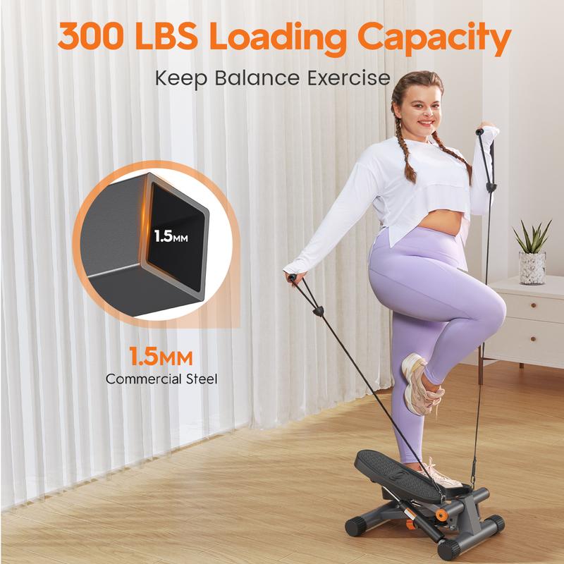 Niceday Steppers for Exercise, Space-saving Stair Stepper with Resistance Bands, Mini Stepper for Home And Office Use with 300LBS Loading Capacity, Hydraulic Fitness Stepper with LCD Monitor